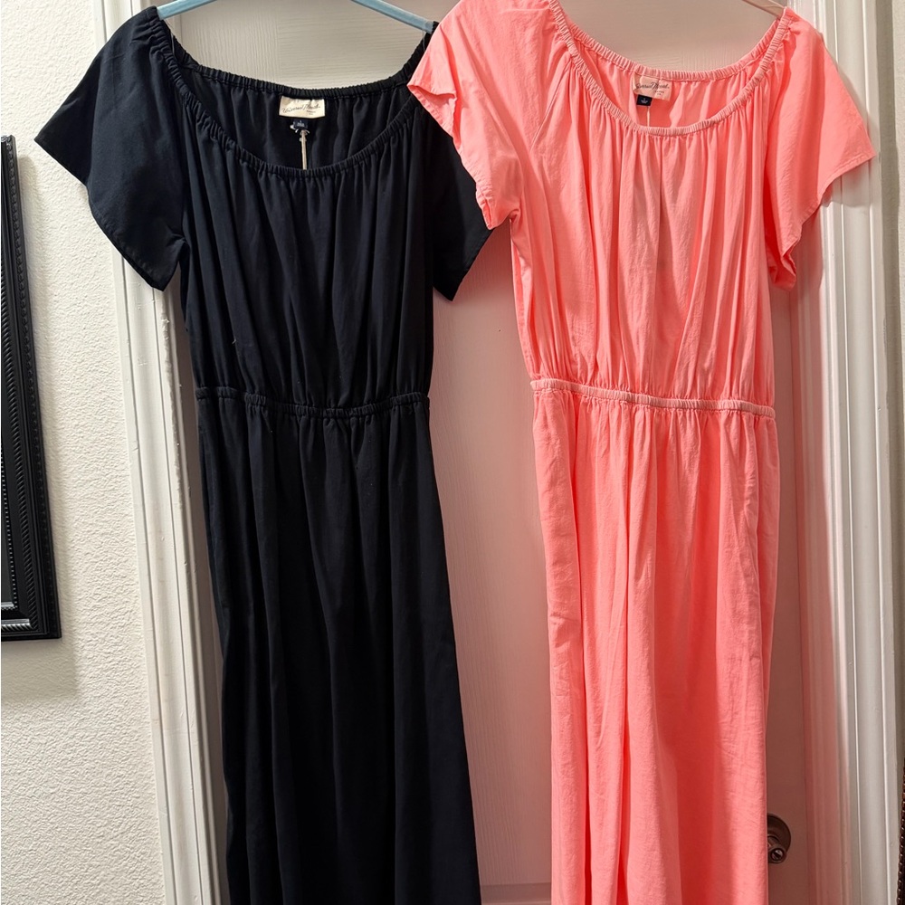 2- Chic Black and Coral Maxi Dresses